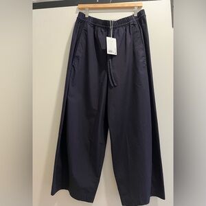 COS Navy Elastic Waist Barrel Leg Pants